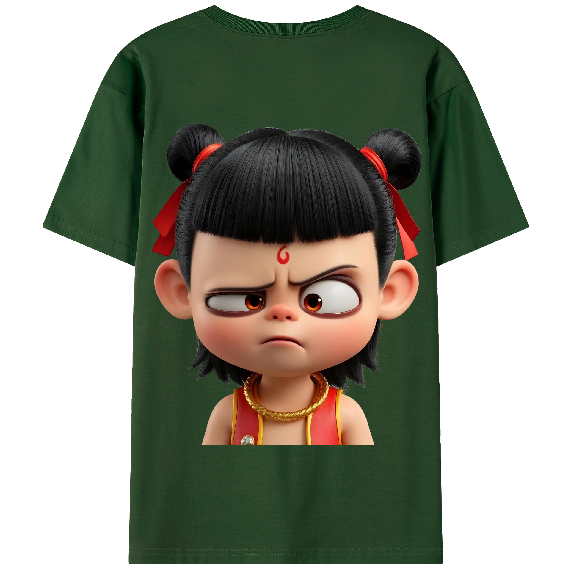 （画像用） Ne Zha 2 ナタ 魔童の大暴れ 綿100％半袖Tシャツ（背面プリント）